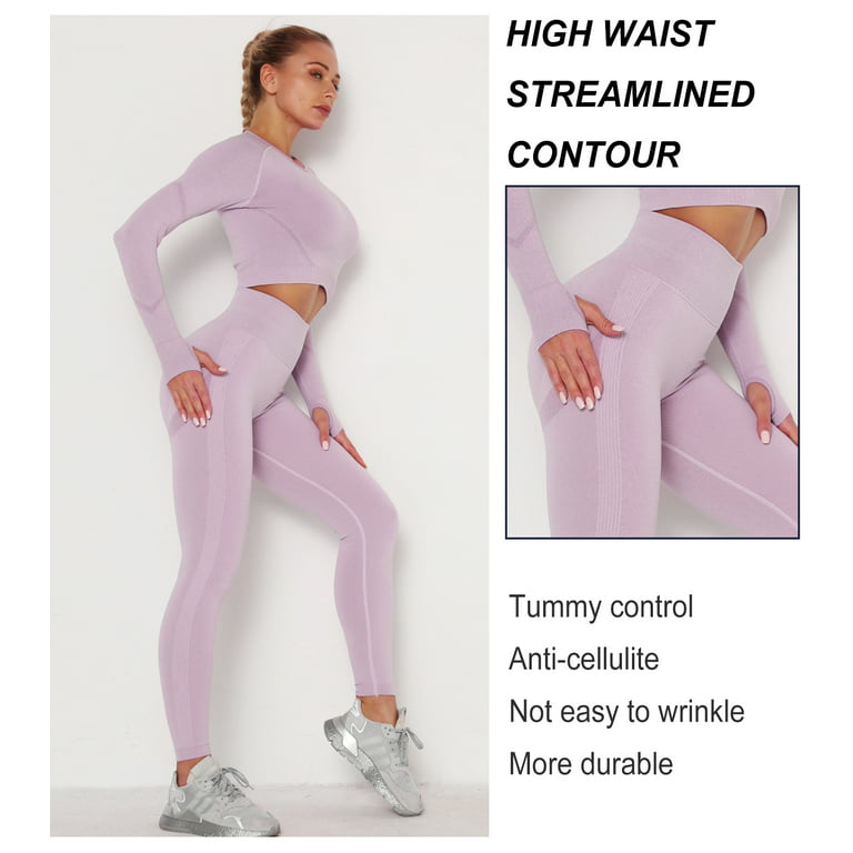 QRIC Women Seamless Leggings Smile Contour High Waist Workout Gym Yoga Pants  Vital Tummy Control Activewear Slimming Tights 