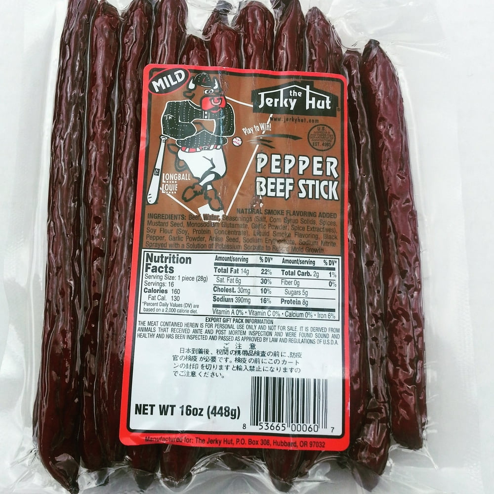 Jerky Hut, Mild Peppered Beef Sticks, (1 LB.)