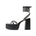 thumbnail image 2 of BURUDANI Women's Lace Up Platform Heels Rhinestone High Strappy Chunky Sandal, 2 of 9