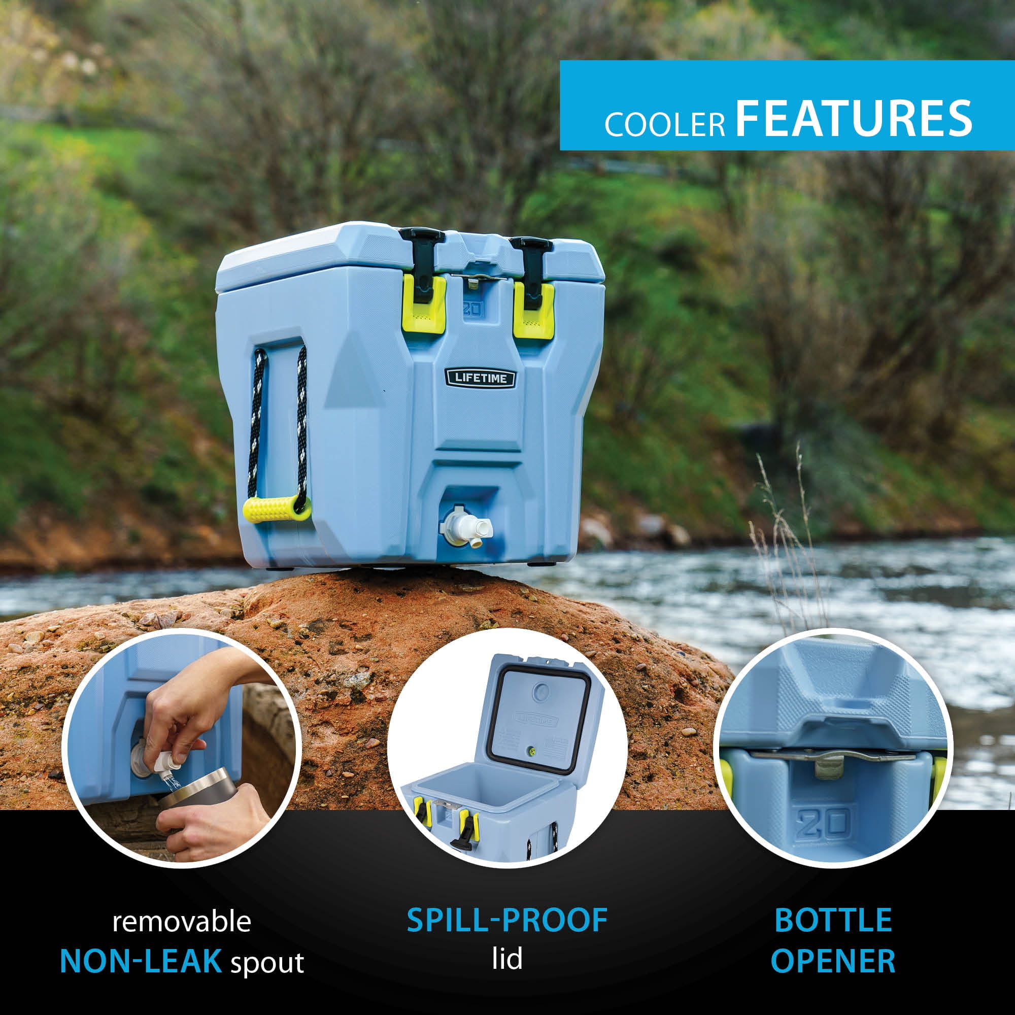 Lifetime Polyethylene 5 gal. Insulated Beverage Dispenser and Cooler with Bottle Opener, Gray (91270)