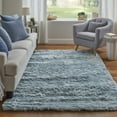 thumbnail image 2 of Feizy Indochine Modern Solid, Blue/Silver, 7'6" x 9'6" Area Rug Sheen Fade Resistant Luxury & Glam Floor Rug for Living room Bedroom, 2 of 10