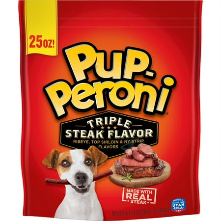 4 Porterhouse Steaks - Pup-Peroni Triple Steak Flavor Dog Treats, 25-Ounce