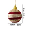 thumbnail image 2 of Striped Christmas Ball Ornament, 3.9x2.9x2.9in Foam Hanging Decor, Elegant Red Gold Glossy Finish, for Christmas Tree Holiday Display, 2 of 5
