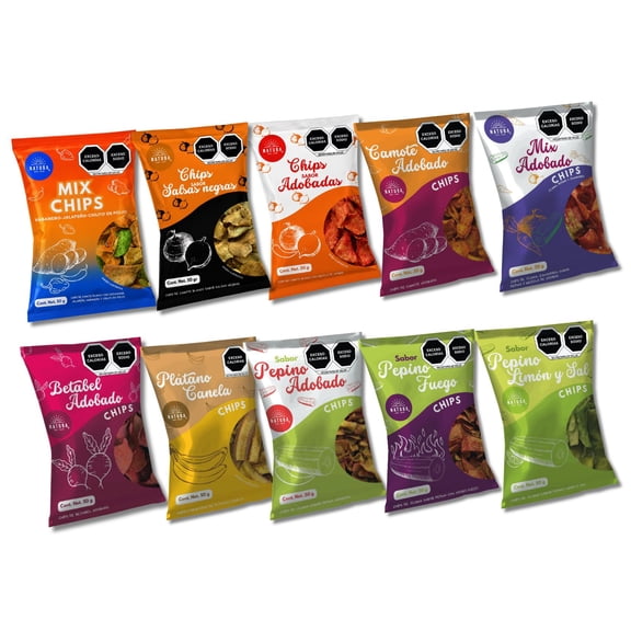 Botana Natuba Paquete de Papas de Vegetales 10 Pack de 50g