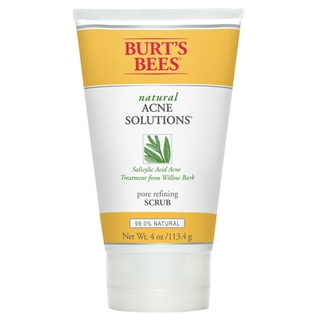 Burt's Bees Natural Acne Solutions -Pore Refining Scrub, Exfoliating Face Wash For Oily Skin, 4 (Best Exfoliator For Back Acne)