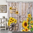 thumbnail image 4 of Rustic Spring Summer Sunflowers Butterfly Shower Curtain for Bathroom, Wooden Board Western Barn Door Farmhouse Bath Curtain, Fabric Vintage Daisy Floral Botanical Decor Curtain with Hooks 72X84IN, 4 of 6