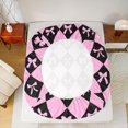 thumbnail image 5 of Manfei Teens Pink Black Bowknot Twin Sheet Sets, Cartoon Buffalo Plaid Twin Fitted Sheet, Kawaii Princess Ribbon Flat Sheet, Breathable Home Decor, 3-Piece, 5 of 7