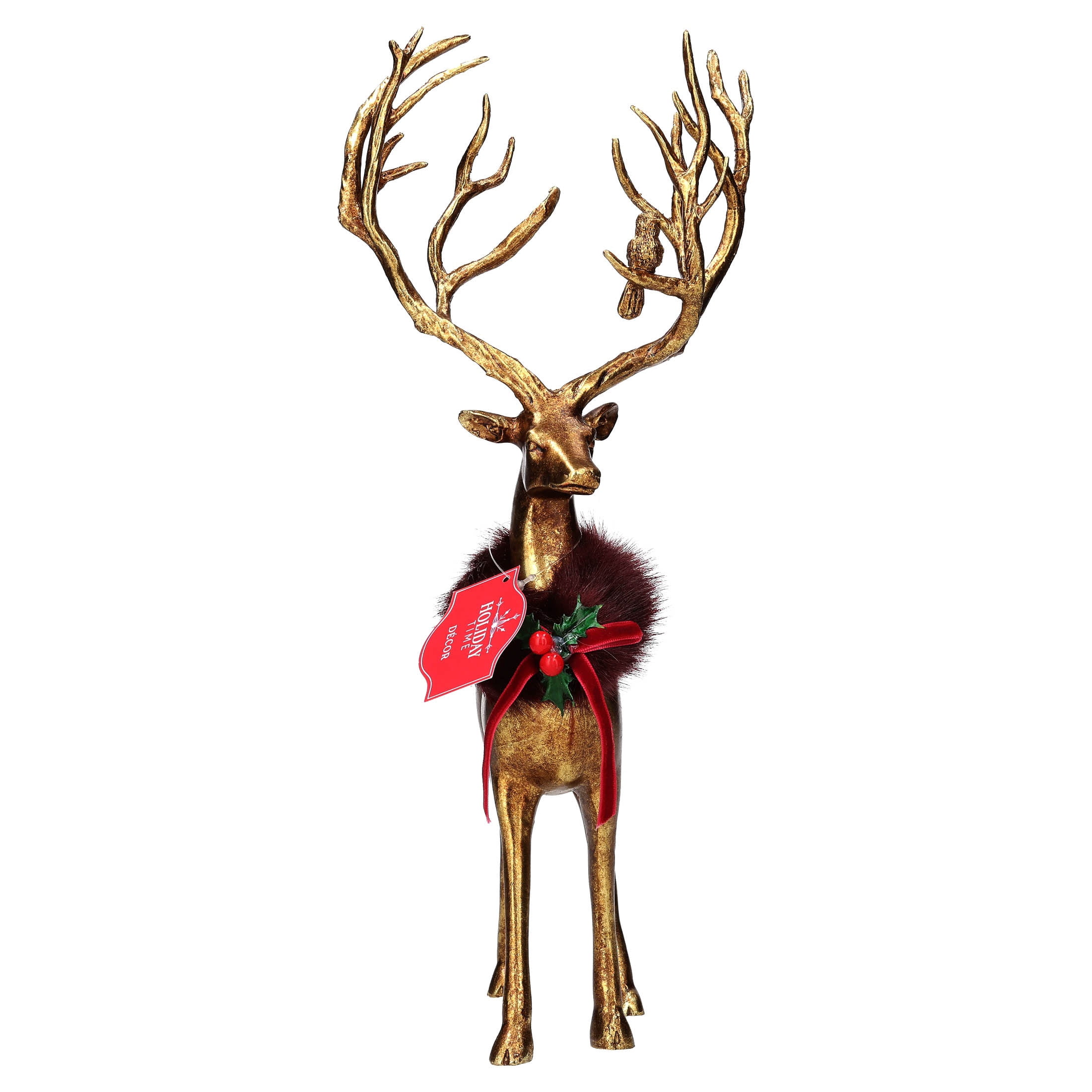 Resin Sitting Deer Christmas Decoration, Gold, 10.3", by Holiday Time