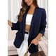 thumbnail image 4 of Chaqueta tipo blazer PRETTYGARDEN para mujer, de otoño, con la parte delantera abierta, azul oscuro, 4 of 6
