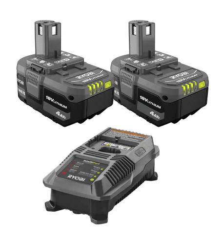 Ryobi ONE+ 18V Lithium-Ion 4.0 Ah Battery (2-Pack) with 18V Charger