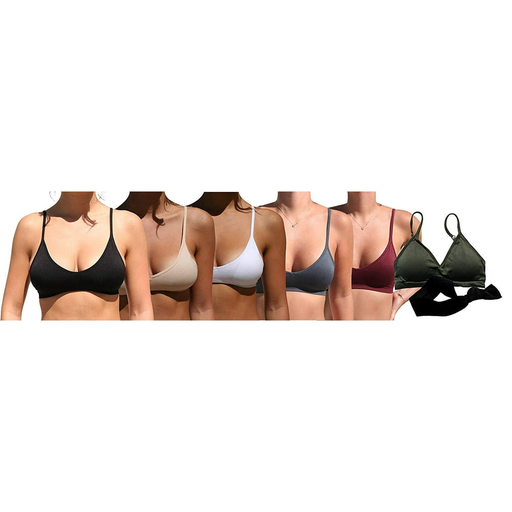 TheLovely - Women's Seamless V-Neck Padded Bralette with Adjustable Straps (One Size Fits All