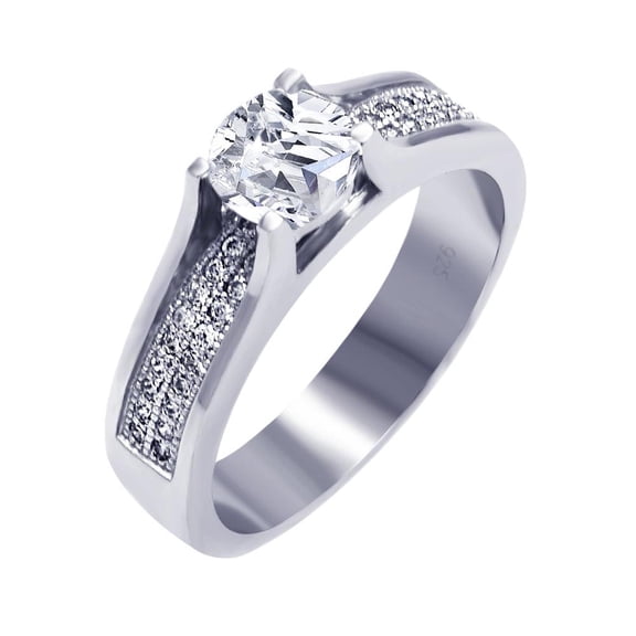 Sterling Silver 925 Black Rhodium Plated Micro Pave Clear CZ Ring White Jewelry Female Size 5