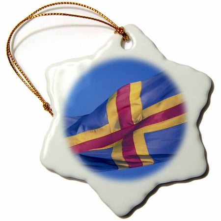 3dRose Finland, Aland Islands, National flag - EU08 NWH0054 - Nik Wheeler, Snowflake Ornament, Porcelain, 3-inch