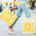 thumbnail image 6 of Children Case for iPad 9th/8th/7th Generation 10.2 inch (2021/2020/2019), with Portable Hybrid Shock-Proof Cover with Rotatable Handle Kickstand Shoulder Strap Pencil Holder, Yellow, 6 of 16