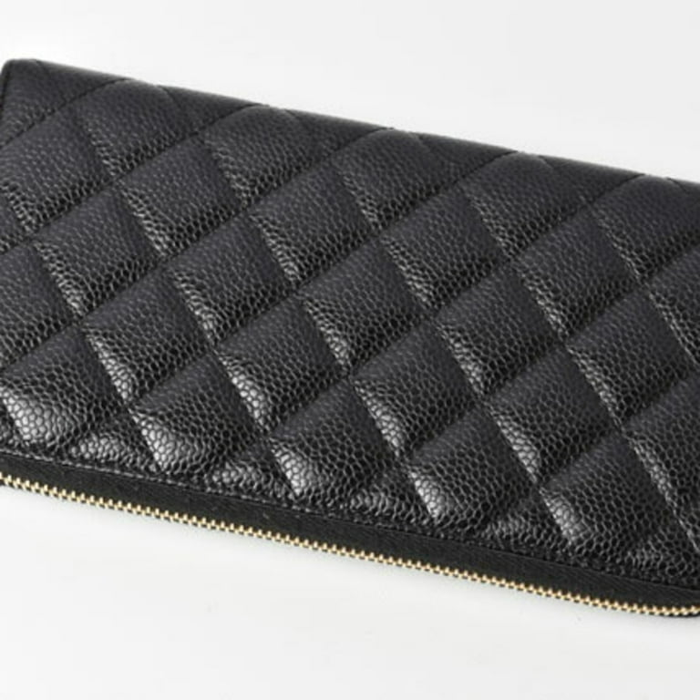 Pre-Owned Chanel wallet CHANEL long quilting matelasse caviar skin black  A50097 (Good) 