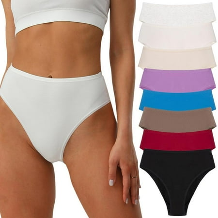 

Women s Hi-Cut Bikini Panties Soft Stretch Cotton Underwear Hipster Ladies Briefs 8 Pack
