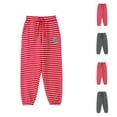 thumbnail image 3 of Qingpeng Toddler Boys Girls Cotton Stripe Joggers Kids Drawstring Elastic Waist Casual Loose Comfort Sweatpants with Pockets, 3 of 4