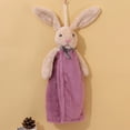 thumbnail image 3 of Sunsanly Hand Bath Towel Kitchen Towels Dish Cloth Soft Microfiber Coral Velvet Fleece Child Hand Towel - Hanging Loop - Machine Wash Ultra Absorbent Fast Drying(Cartoon Rabbit), 3 of 8