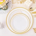 thumbnail image 3 of I00000 300 Pcs Gold Plastic Plates with Gold Silverware, White&Gold Plastic Dinnerware Set for Party Include: 60Dinner Plates 10.25", 60Dessert Plate 7.5", 60 Silverware Sets, 3 of 7