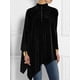 thumbnail image 3 of Blusa de talla grande con dobladillo irregular para mujer, camiseta de manga larga de terciopelo retro a la moda de otoño, top asimétrico holgado informal con cuello alto, 3 of 4