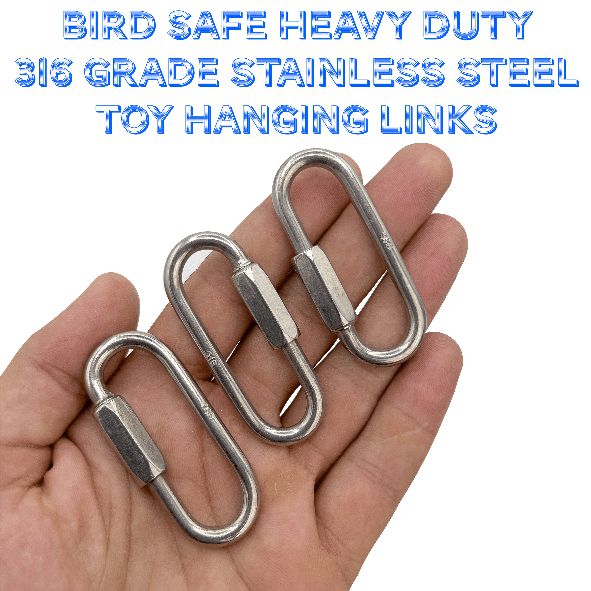 7005 Pk6 Stainless Steel 2.5 Inch Large Toy Quick Link Mandarin Bird Toys by M&M
