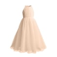 thumbnail image 5 of HJYCHN Dresses for Girls Halter Neck Mesh Maxi Gown with Ruched Bodice and Flowing Skirt for Kids Dress 8-9 Years, 5 of 5