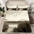 thumbnail image 2 of Homewish Teens Wildlife Birds Duck Twin Sheet Sets 3pcs,Lake Hunter Wildlife Hunting Twin Fitted Sheet Microfiber,Black White Breathable Flat Sheet,Luxury Bedroom Decor, 2 of 7