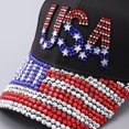 thumbnail image 6 of Jiibva American Flag Baseball Cap Sparkle Rhinestone USA Flag Trucker Hat Adjustable Hip Hop Hat for Men Women, 6 of 7