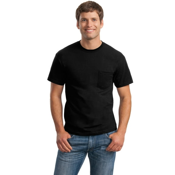 GILDAN G230 ADULT ULTRA COTTON 6 OZ. POCKET T-SHIRT, Black, XL, Pack Of 6, Mens T-Shirts