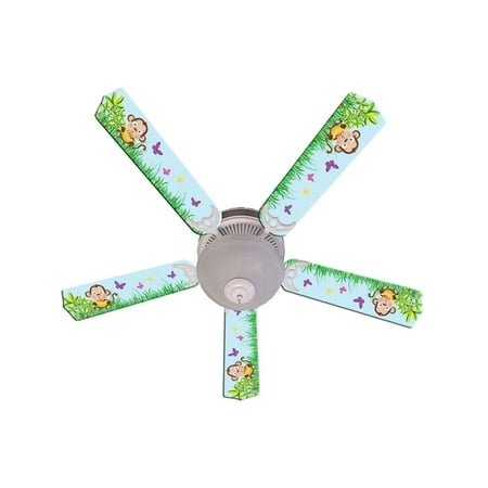 - Blue Cute Monkey Designer 52in Ceiling Fan Blades Set