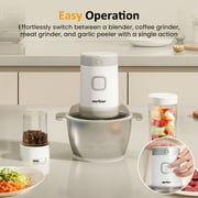 Sunvivi 350W Food Processor and Chopper Combo, 4-in-1 Blender for Meat, Vegetables, Coffee Grinding, Juicing & Garlic Peeling