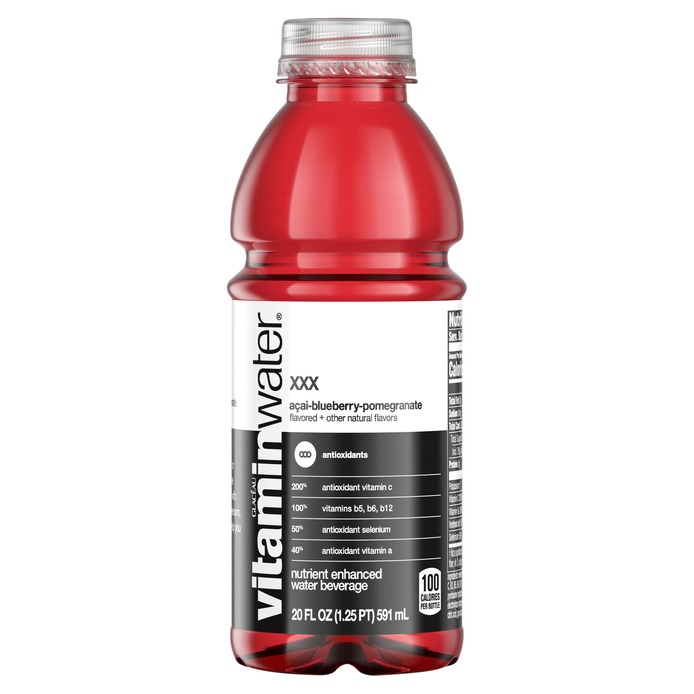 vitaminwater XXX, açai-blueberry-pomegranate Bottle, 20 fl oz - Walmart ...