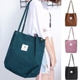 thumbnail image 3 of Women Canvas Corduroy Tote Bags Handbag Messenger Shoulder Bag shopping bag-Brown, 3 of 5