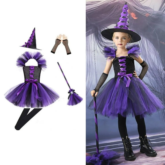 Toddler Witch For Girls Tutu Mesh Dress Halloween Halloween for Toddler Girls 3-4 Years Halloween Dress Up