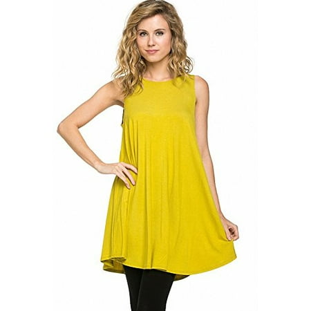 Sassy Apparel Women's Stylish Sleeveless A-line Tunic Top (Large,