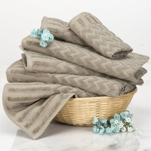 6-Piece Cotton Deluxe Chevron Plush Bath Towel Set by Somerset Home