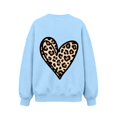 thumbnail image 7 of Fall Hoodless Sweatshirts for Girl Loose Leopard Heart Printed Long Sleeve Crew Neck Solid Color Fashion Casual Pullover Tops Light Blue 12-13 Years, 7 of 7