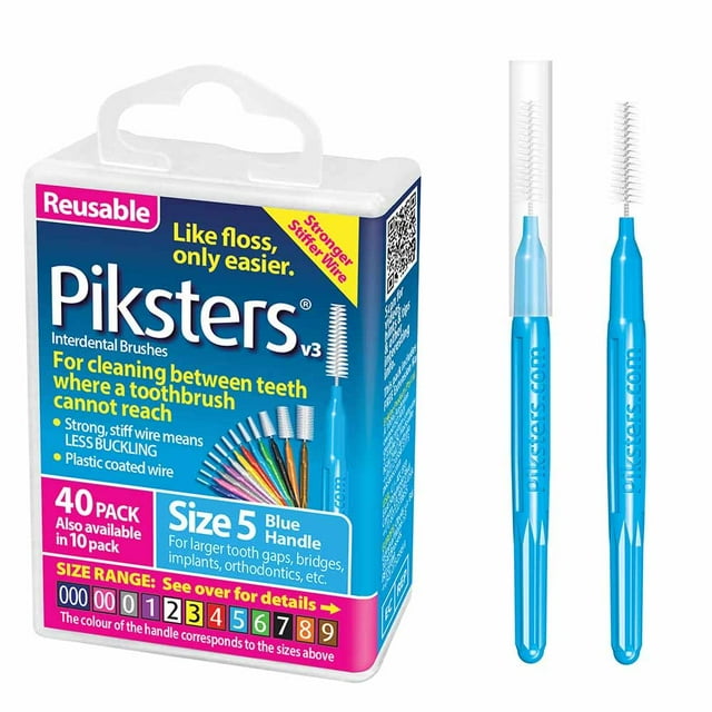 Cepillos interdentales Piksters, paquete de 40 unidades, tamaño 5 (azul)