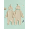 thumbnail image 4 of Newborn Baby Girl Boy Twins Matching Outfits Womb Mates Knitted Romper Mitten Cuffs Jumpsuit with Hat Fall Clothes 0-12M, 4 of 8