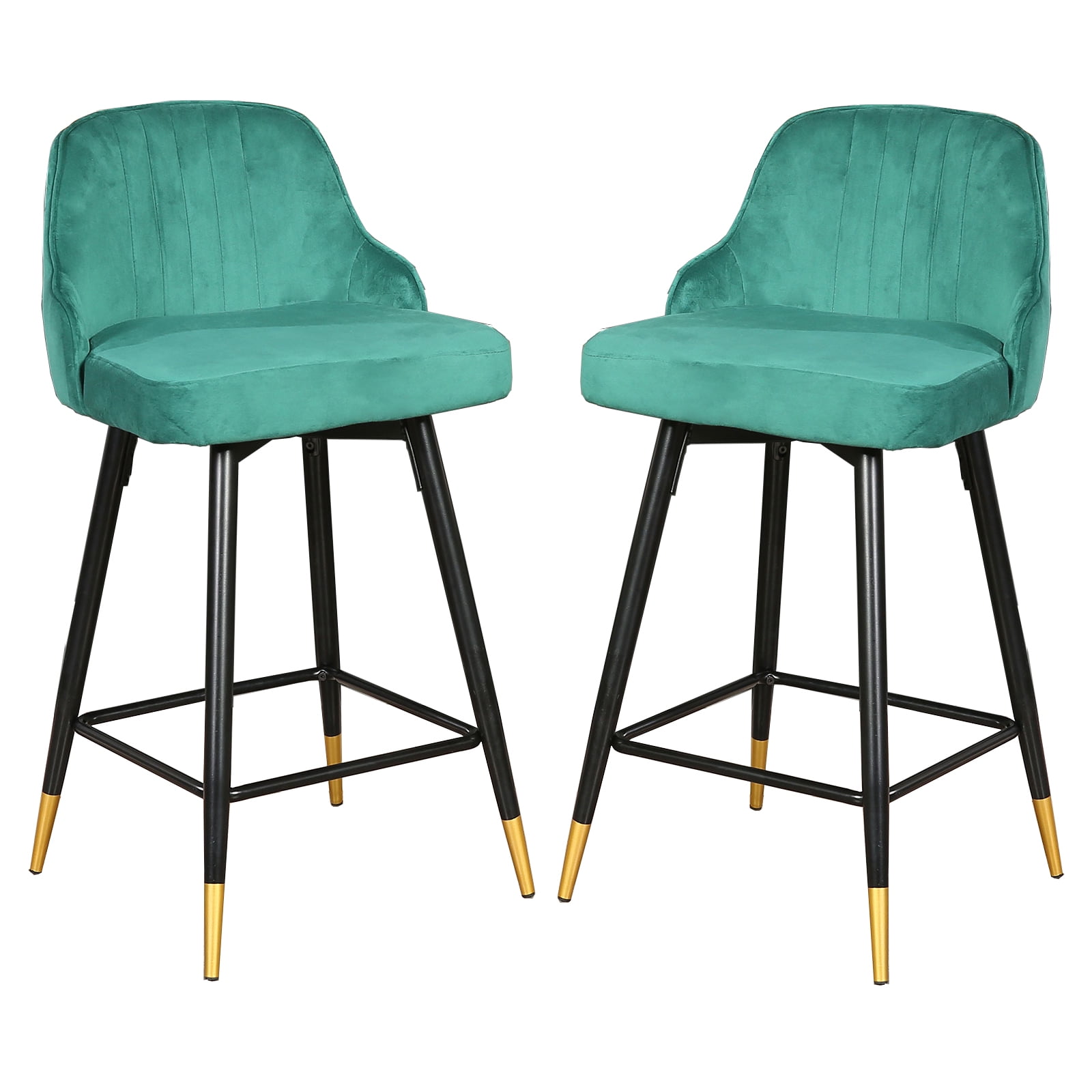 Set of 2 pu leather bar stools 25 inch counter height barstool with