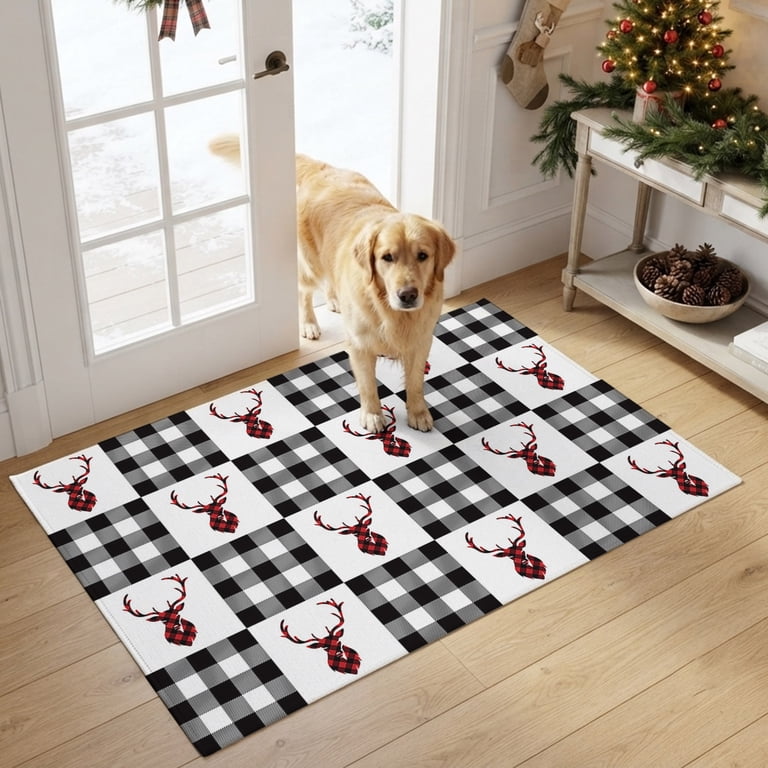 Rendears 2x3ft Area Rug,Christmas Farm Santa Reindeers Washable Rugs Soft Non ...