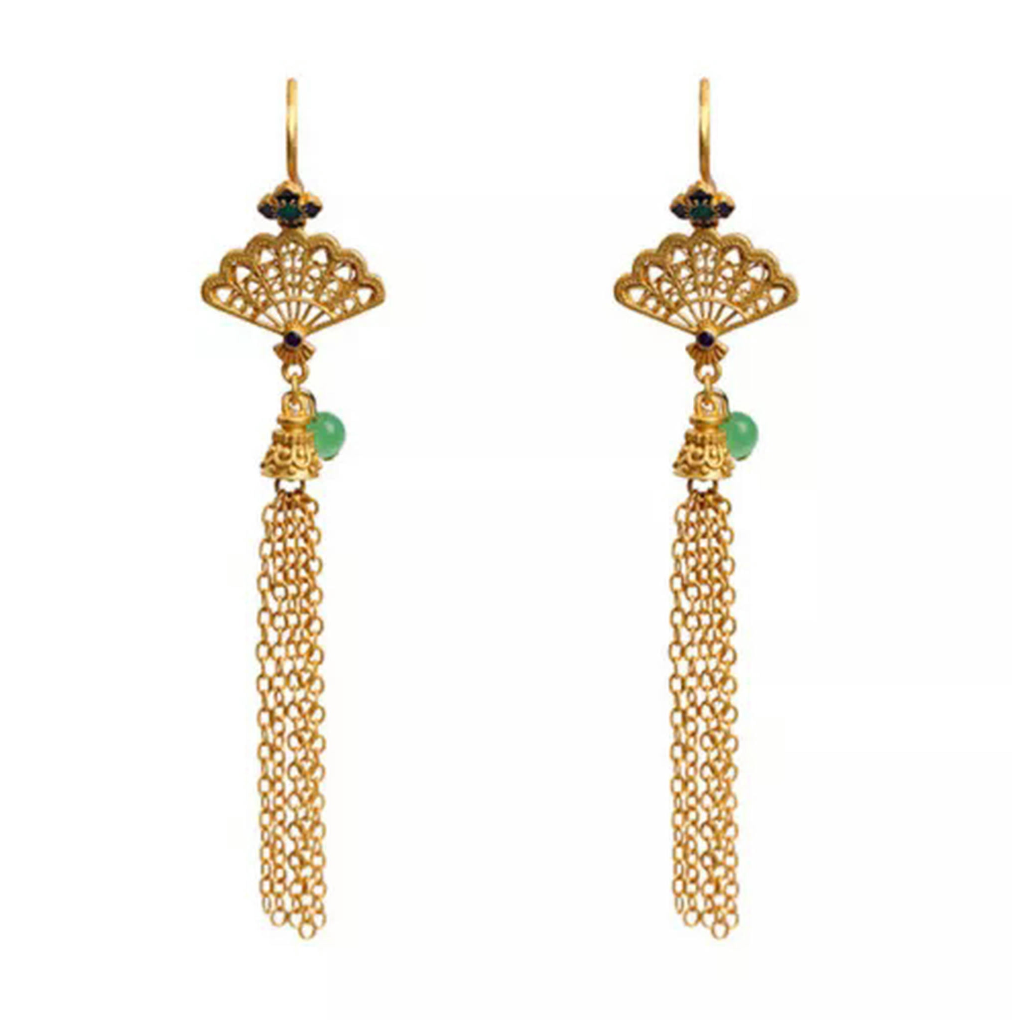 EOEMY Enamel Ethnic Chinese Vintage Dangle Drop Hook Earring For Women Earring Jewelry