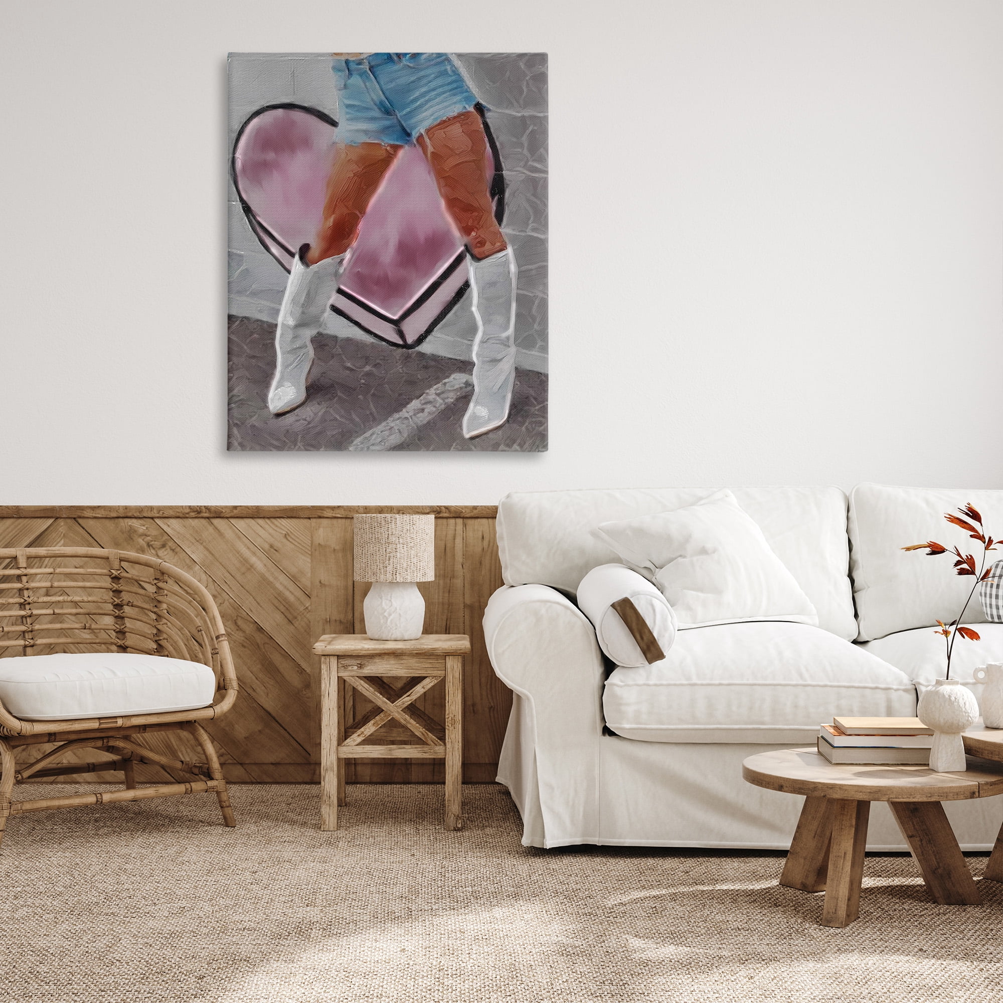 Stupell Industries Chic Cowgirl & Heart Beauty & Fashion Painting Gallery Wrapped Canvas Art Print Wall Art, 36 x 48