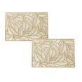 thumbnail image 1 of Oleegame 2PC Placemat Creative Rectangle PVC Placemat with Gold Foil, Heat- and Leaf-shaped Design, Perfect for Dining Table, Tea Cup, Western-style Dinner Mat Gold, 1 of 9