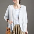 thumbnail image 4 of Lenpel Womens 3/4 Sleeve Cardigans Lightweight V Neck Button down Shirts Casual Loose Fit Cover up Tops Fall Clothes, 4 of 5