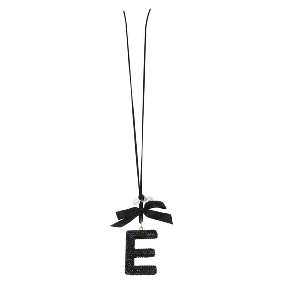 Unique Bargains 1 Pcs Metal Rhinestone Bowknot Diamond Letter E Car Rear View Mirror Pendant Accessories Car Hanging Ornament Black