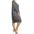 thumbnail image 3 of Women's Casual Plus Size Loose Fit Long Sleeve Dolman Style Midi Dress, 3 of 4