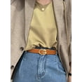 thumbnail image 3 of Catelles Camel Leather Belt, with Diamond-studded Gold Double G Alloy Automatic Buckle Elegant And Durable, For 2.8cm Width women Belt,Gift Box&Length 105cm, 3 of 11