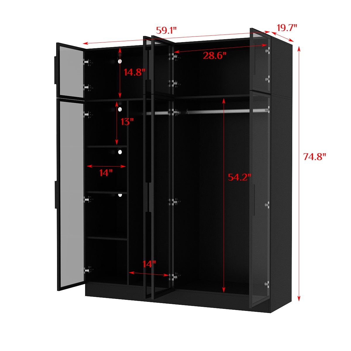 Timechee Modern Aluminum Framed Wardrobe: Spacious Design with LED Armoires