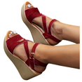 thumbnail image 3 of Trendy Sandals For Women 2022 Wedge Platform Sandals Rome Cross Strappy Wrapped Wedge Heel Platform Sandals, 3 of 7